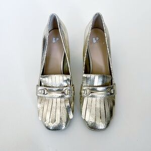 bp Metallic Gold Fringe Loafers